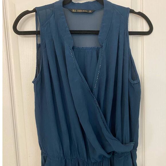 Zara Basic Beaded Surplice Neckline Jumpsuit Navy Blue - M‎ - Picture 4 of 10